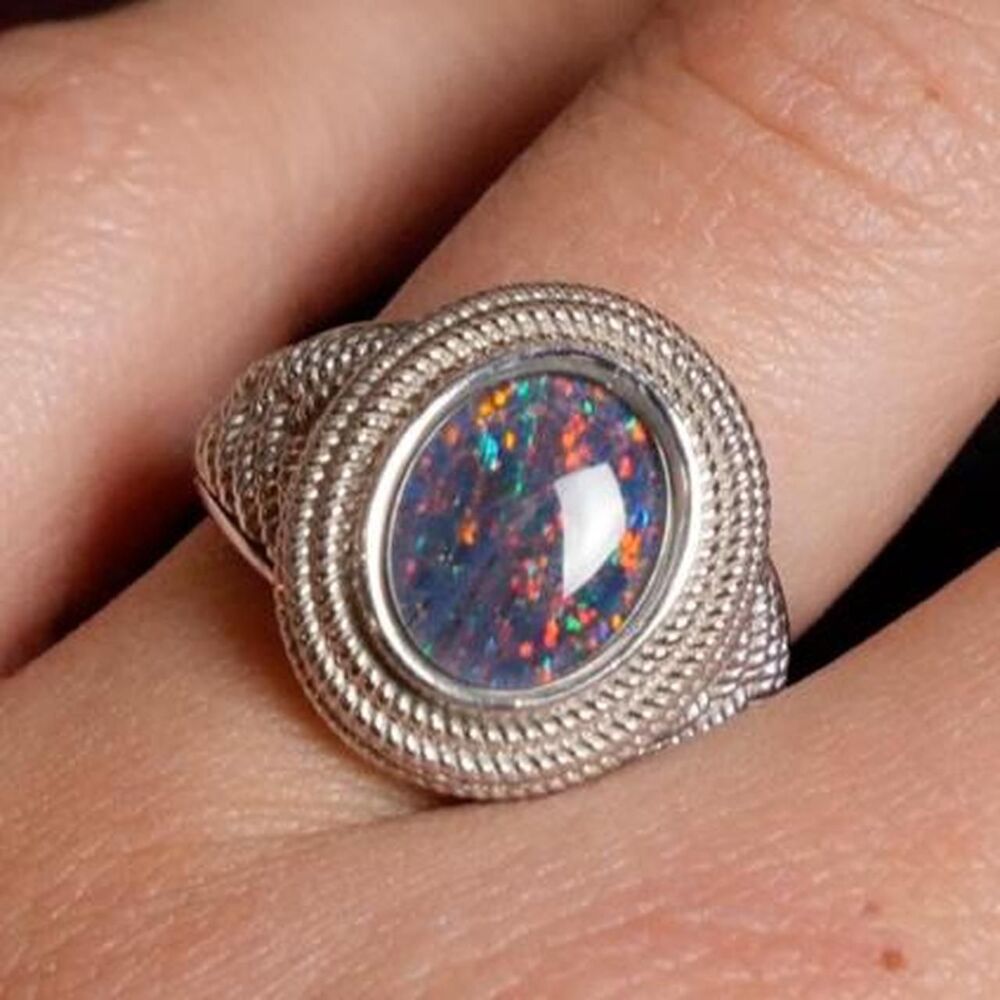 Australian Opal & 925 Sterling Ring Size 8
